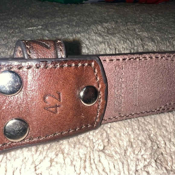 Nocona Belt Co Engraved Leather Western Belt with Deer Buckle Size 42 - Picture 4 of 7
